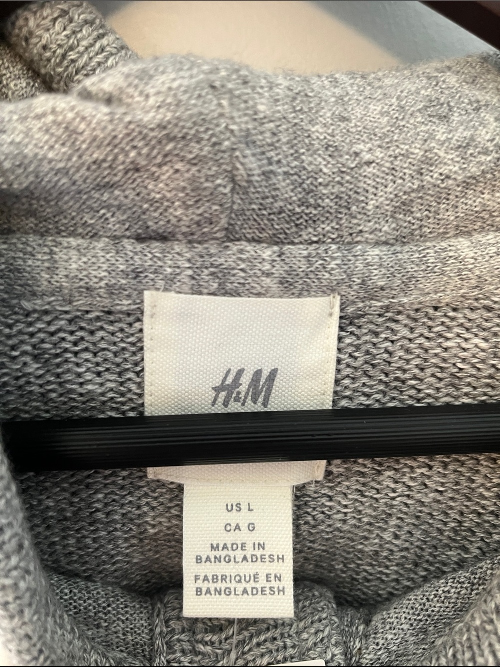 H&M Gray Hooded Knit Pullover with Button Henley - Picture 3 of 4